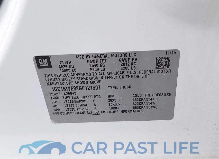 1GC1KWE82GF121507# 9
