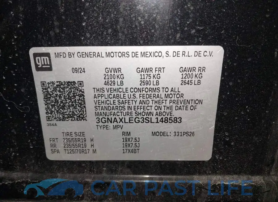 3GNAXLEG3SL148583# 9