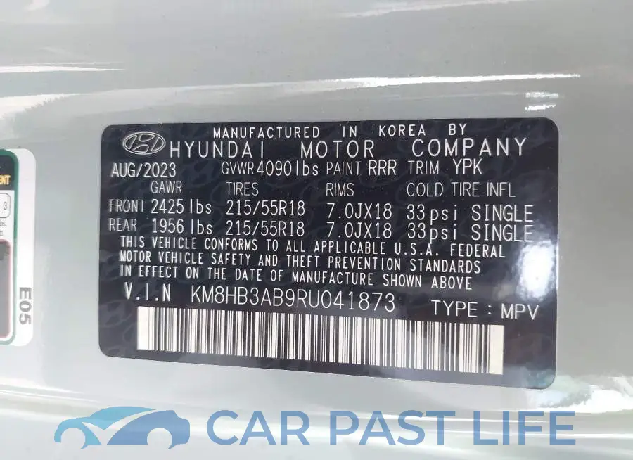 KM8HB3AB9RU041873# 9