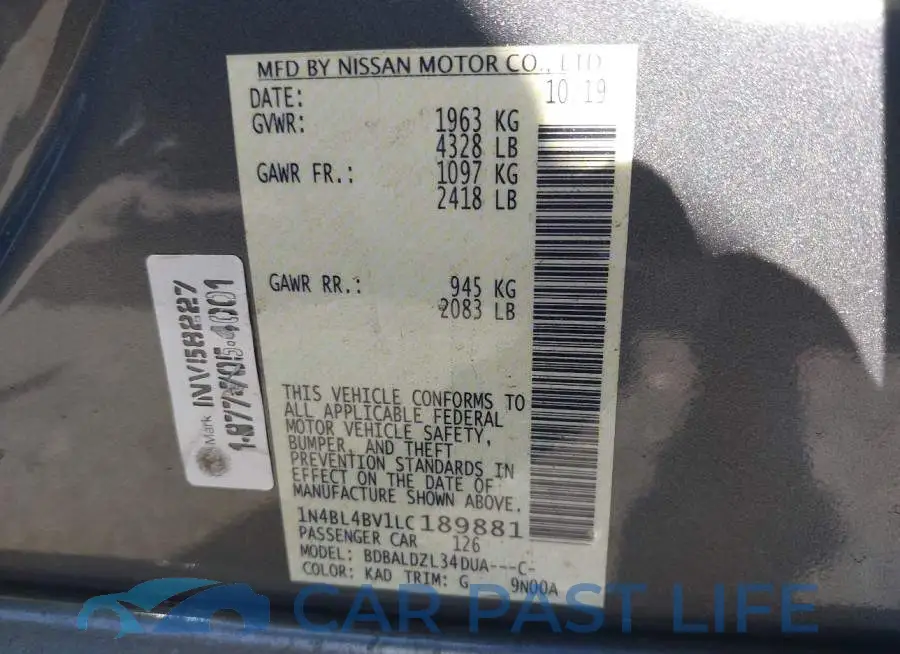 1N4BL4BV1LC189881# 9