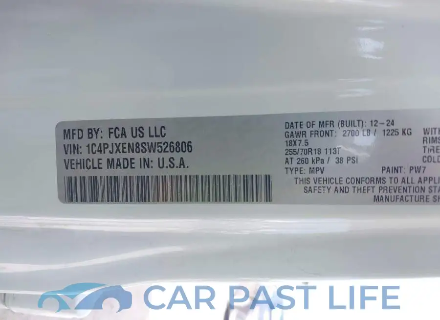 1C4PJXEN8SW526806# 9
