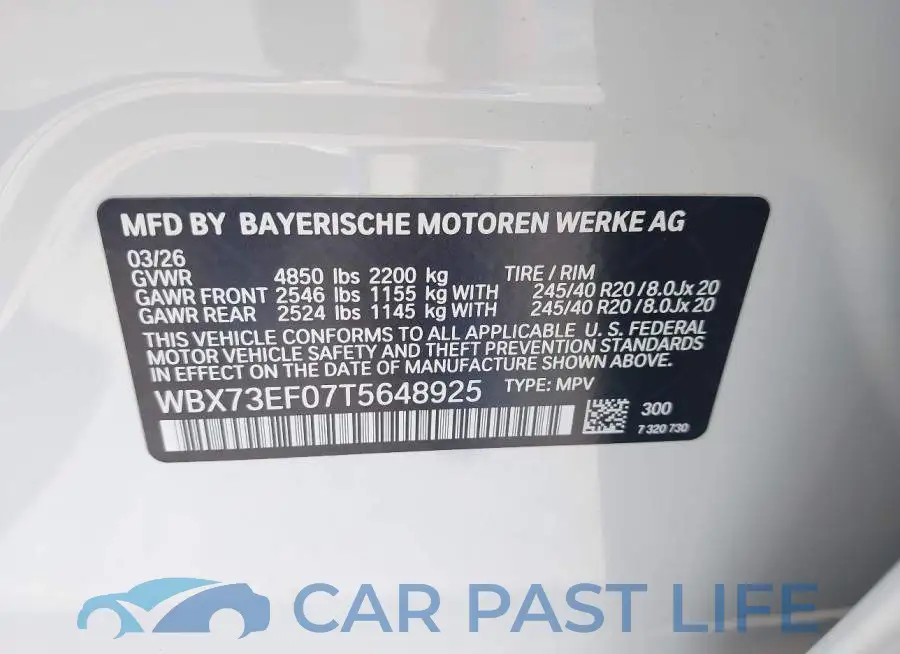 WBX73EF07T5648925# 9