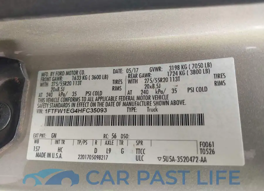 1FTFW1EG4HFC35093# 9