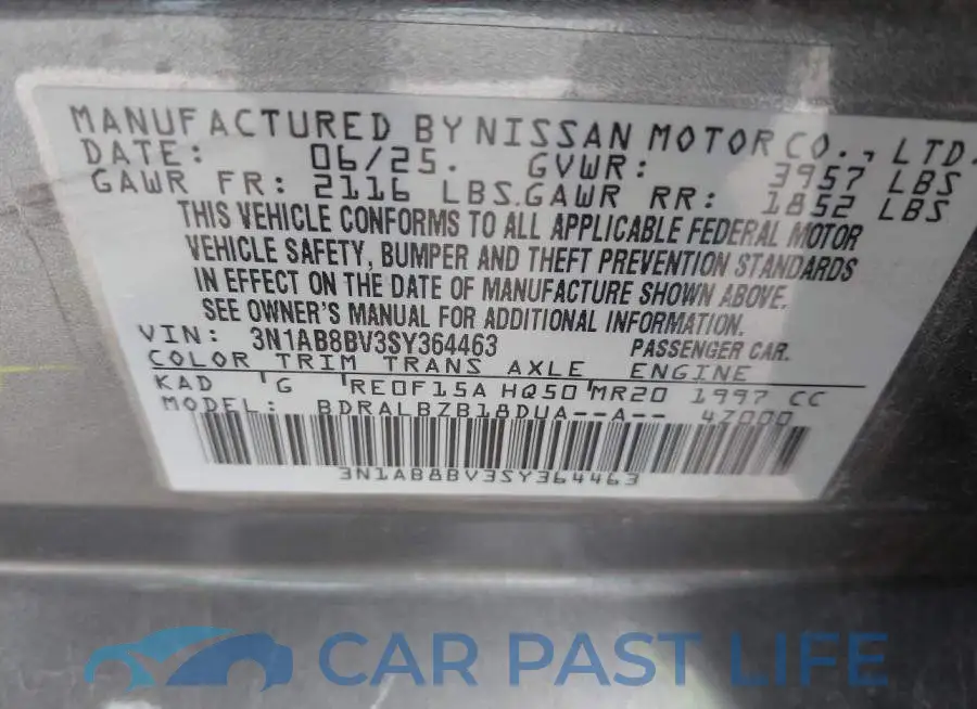 3N1AB8BV3SY364463# 9