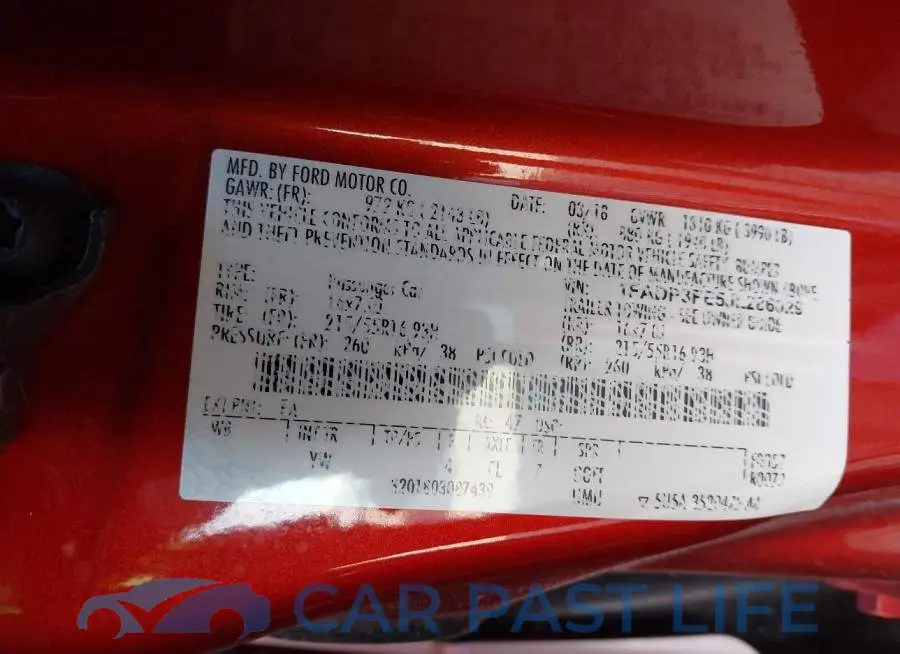 1FADP3FE5JL286029# 9