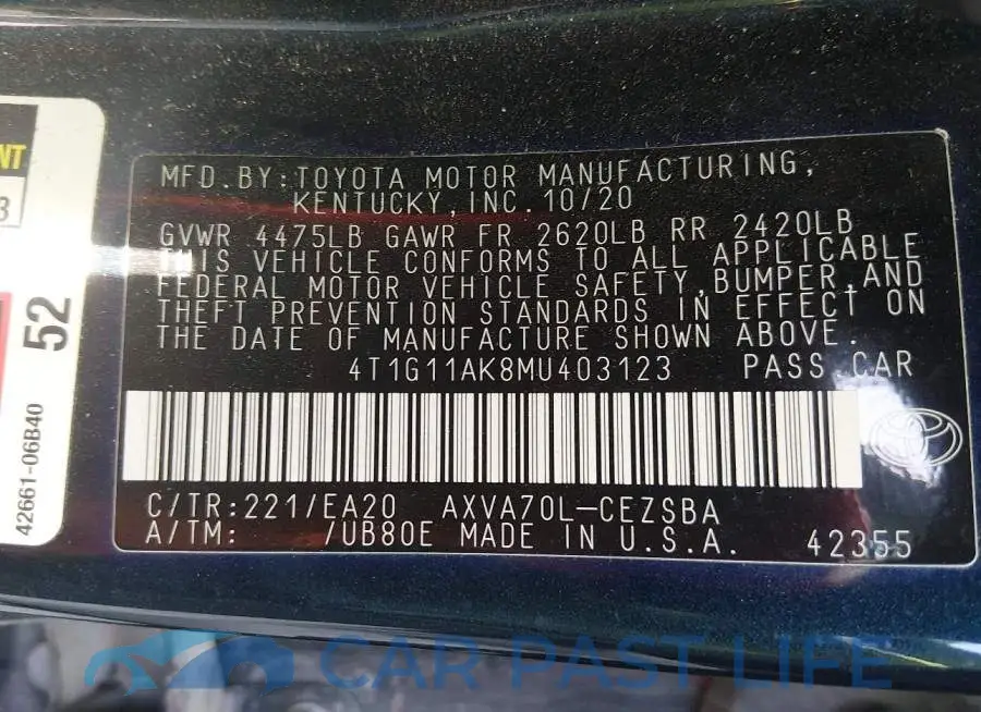 4T1G11AK8MU403123# 9