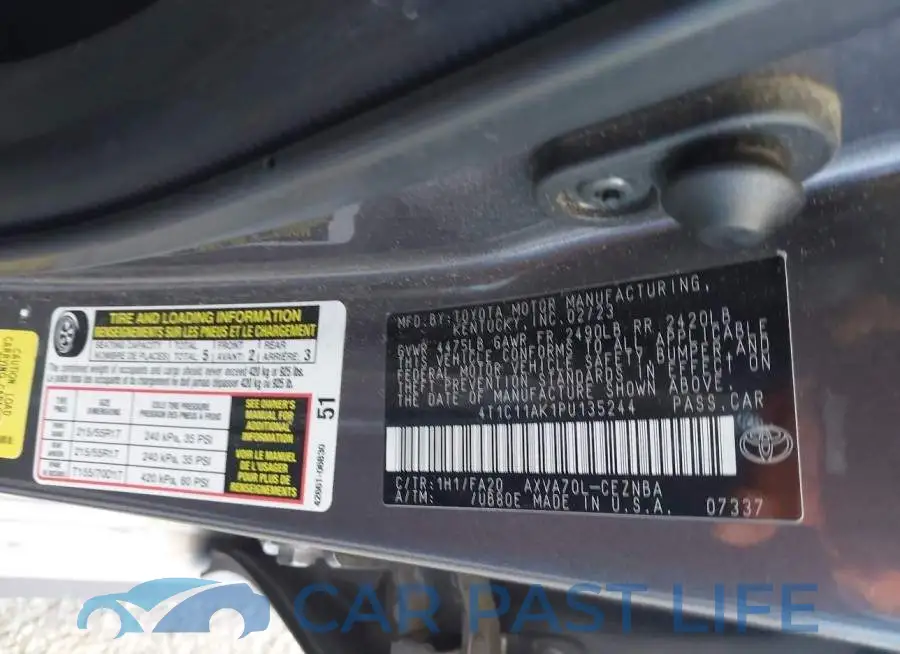 4T1C11AK1PU135244# 9