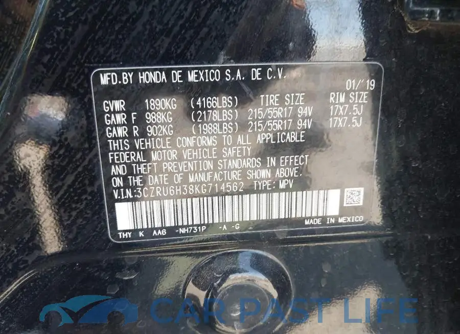 3CZRU6H38KG714562# 9