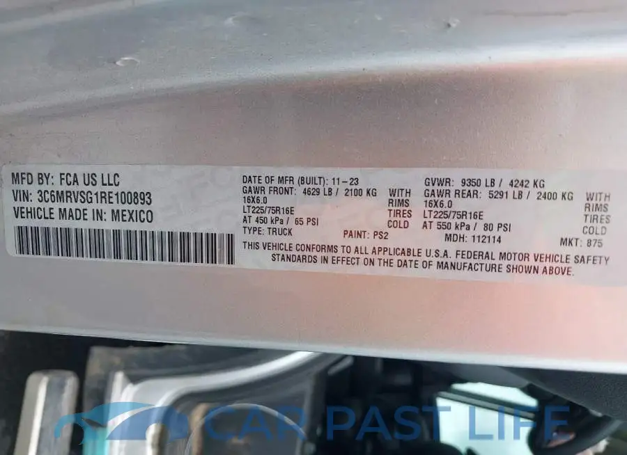 3C6MRVSG1RE100893# 9