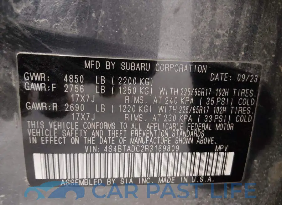 4S4BTADC2R3169809# 9