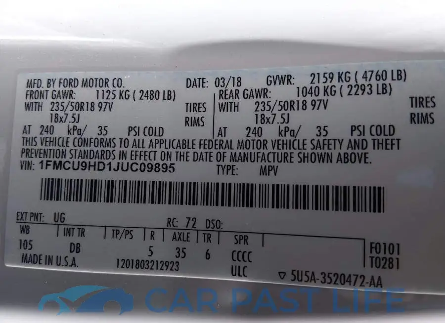 1FMCU9HD1JUC09895# 9