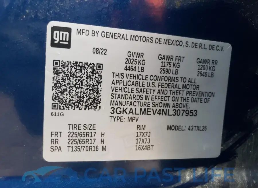 3GKALMEV4NL307953# 13