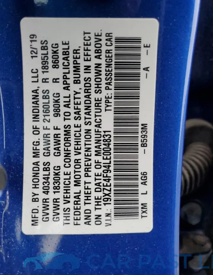 19XZE4F94LE004831# 13