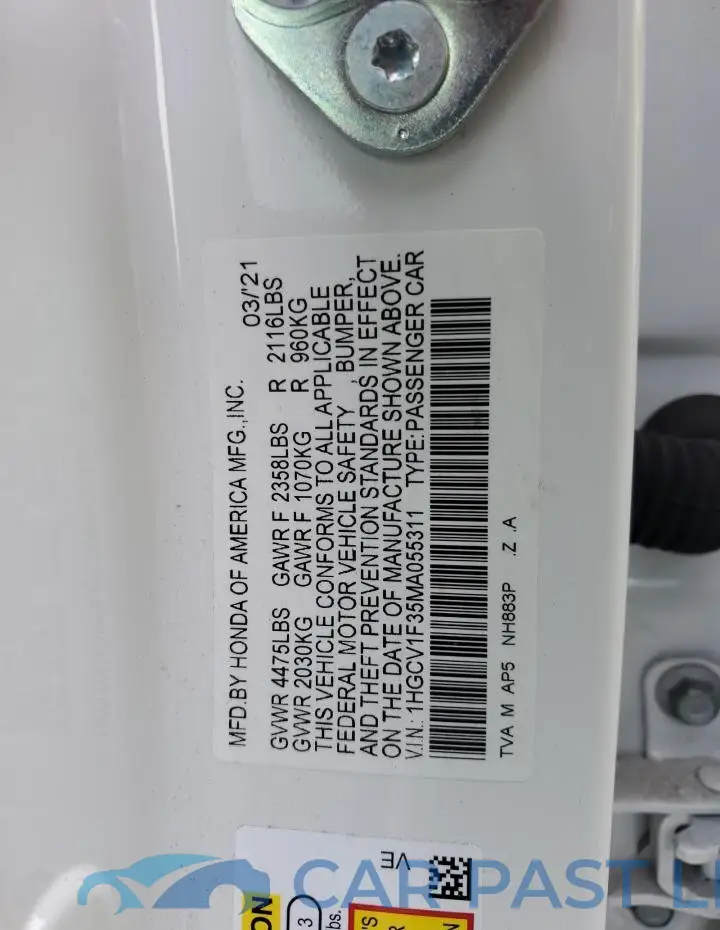 1HGCV1F35MA055311# 12