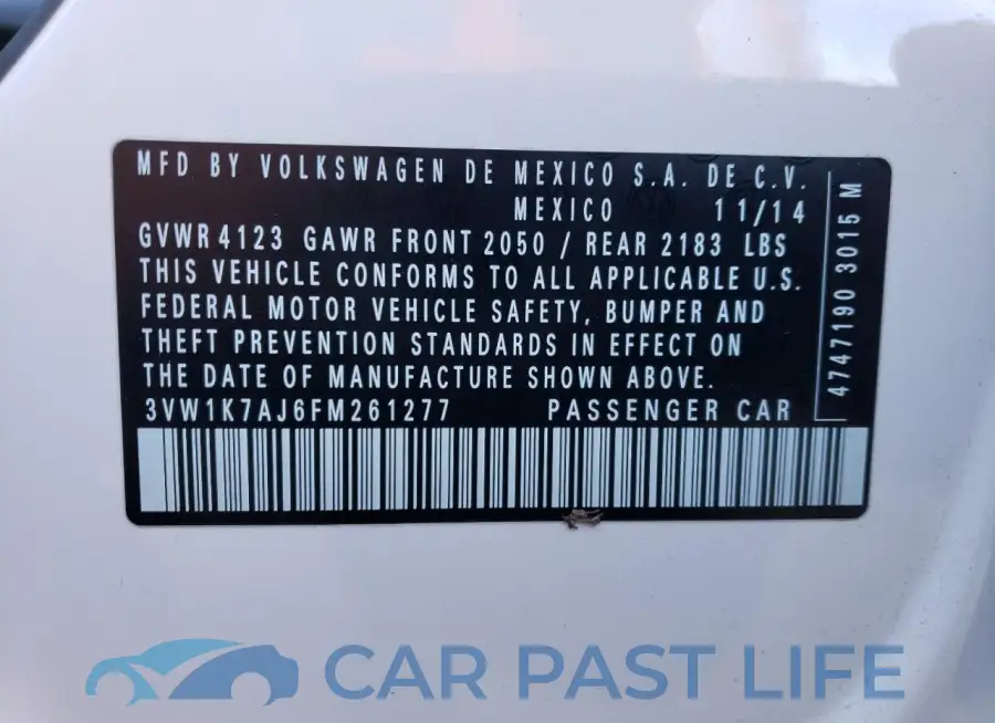3VW1K7AJ6FM261277# 12