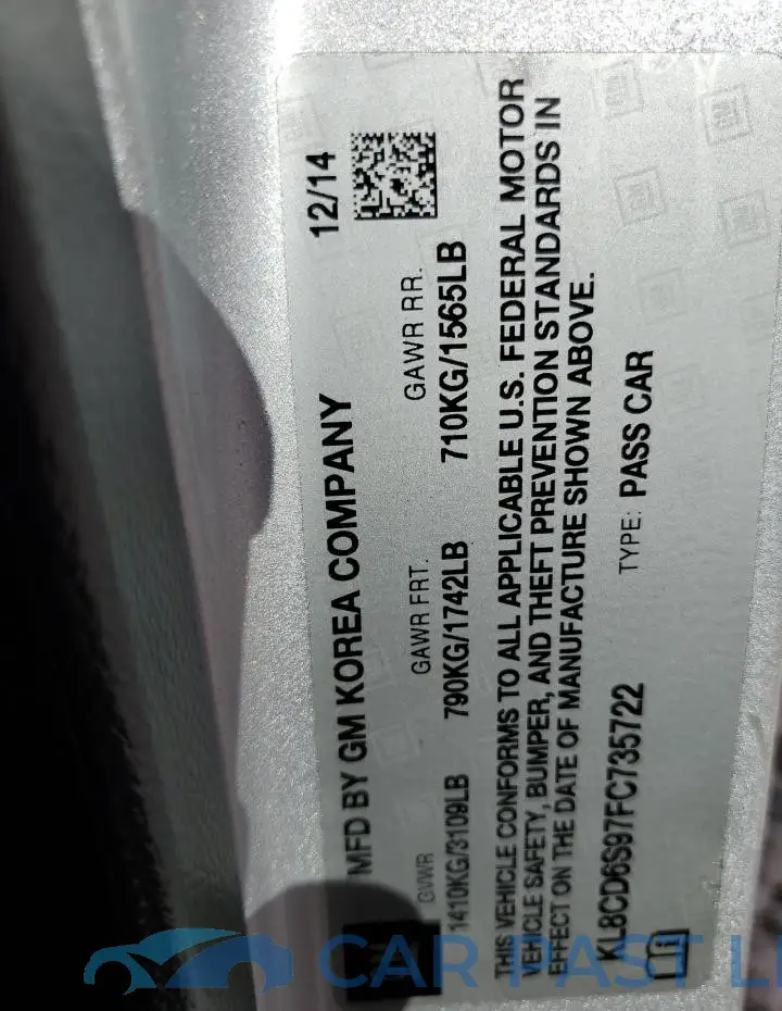 KL8CD6S97FC735722# 12