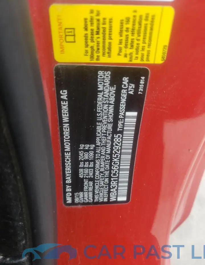 WBA3R1C56GK529285# 12