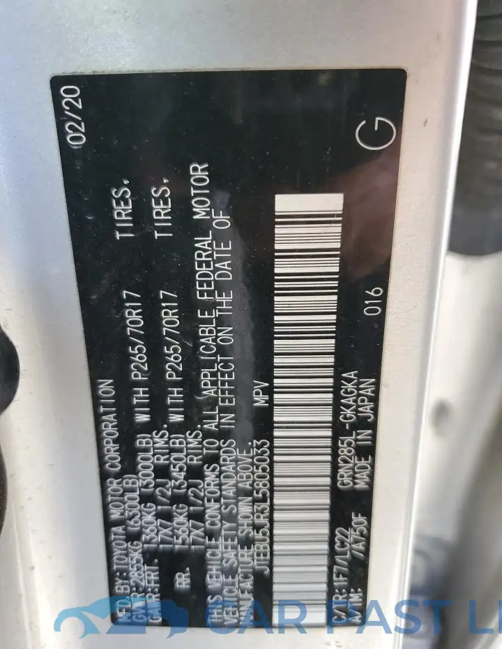 JTEBU5JR3L5805033# 12