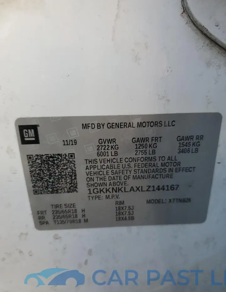 1GKKNKLAXLZ144167# 14