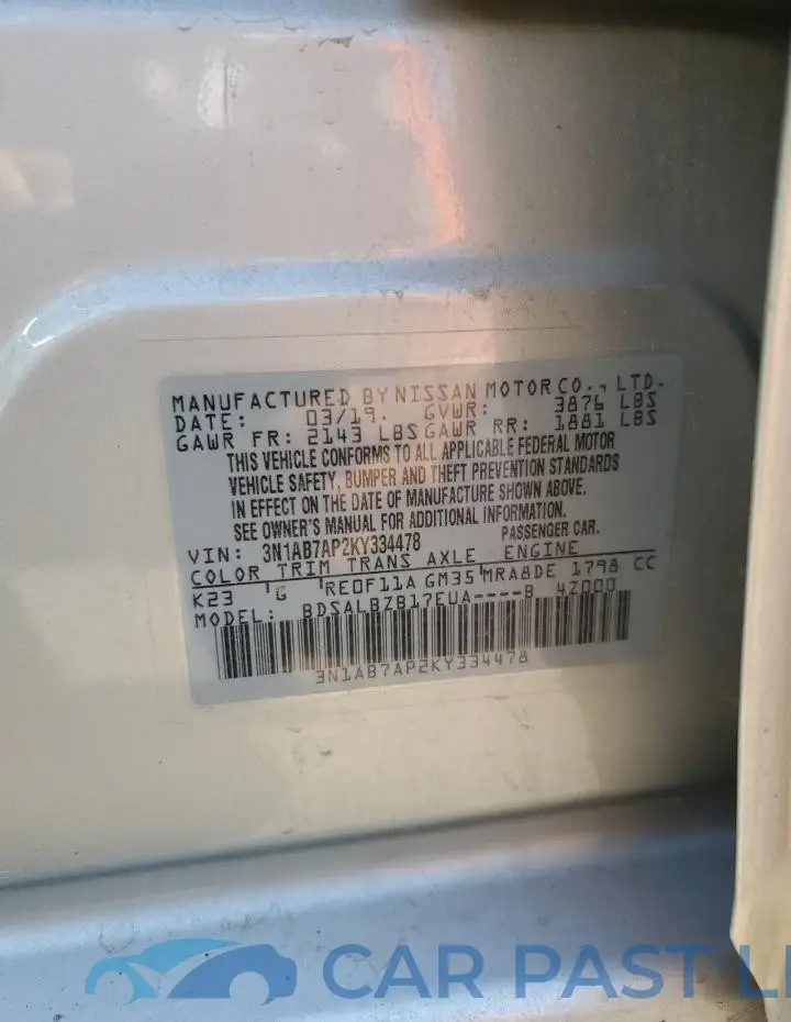 3N1AB7AP2KY334478# 12