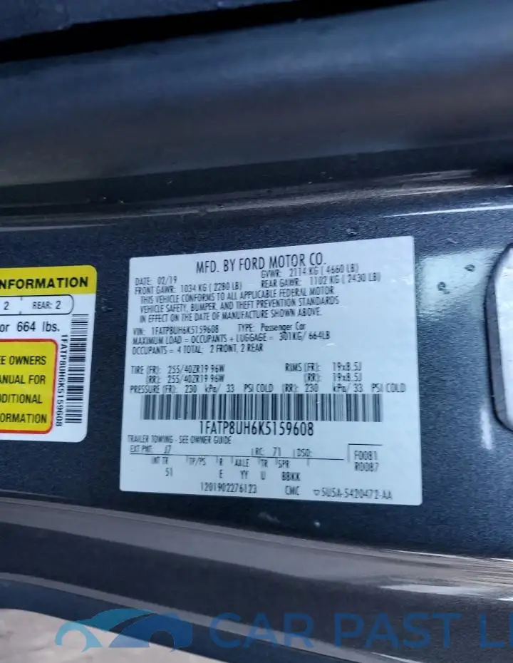 1FATP8UH6K5159608# 12
