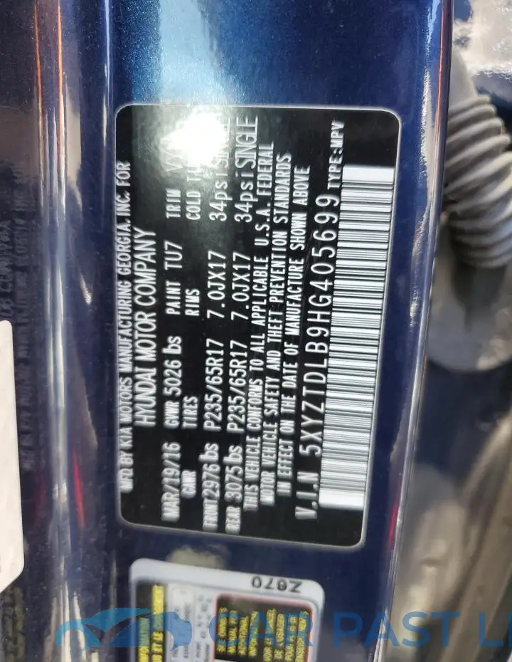 5XYZTDLB9HG405699# 13