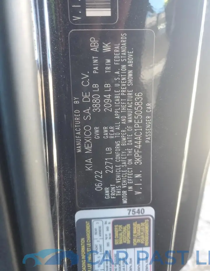 3KPF44AC1PE505836# 12