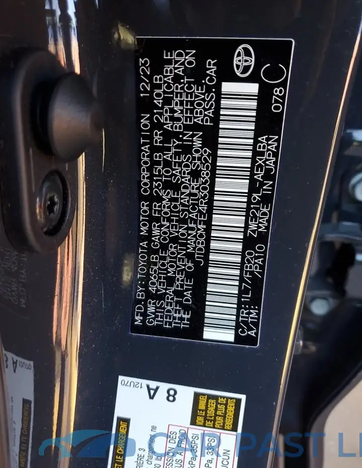 JTDBCMFE4R3038529# 12