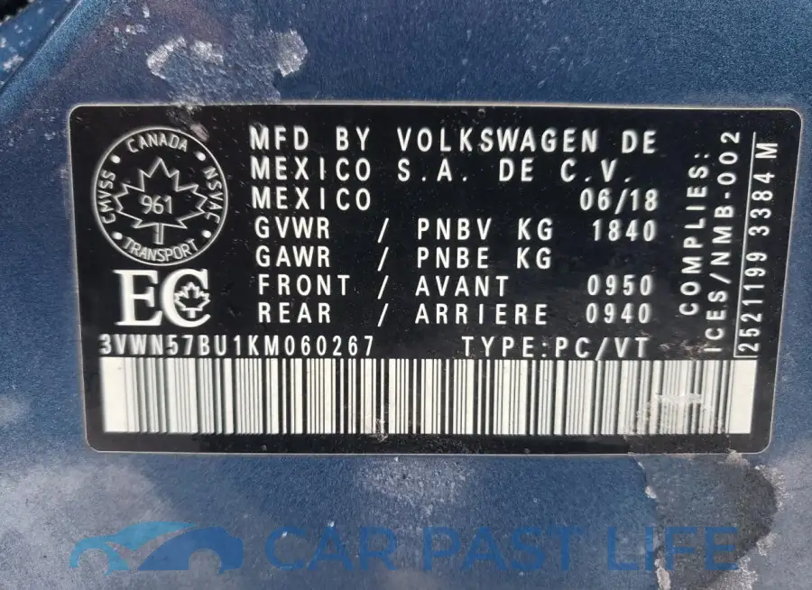 3VWN57BU1KM060267# 13