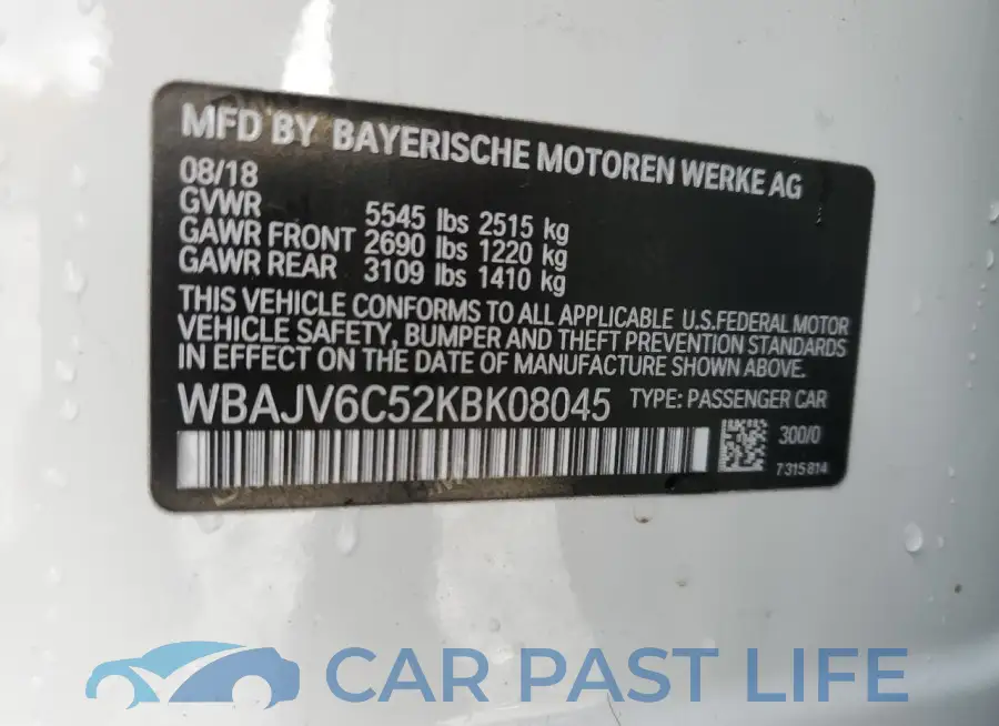 WBAJV6C52KBK08045# 12