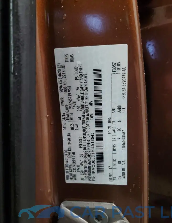 1FMCU0JD1HUA18543# 14