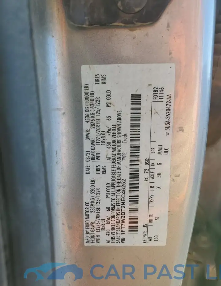 1FT7W2BT2NEC46252# 12