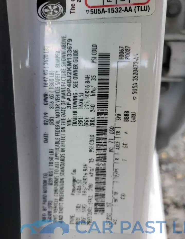 3FADP4BJ2KM133679# 12