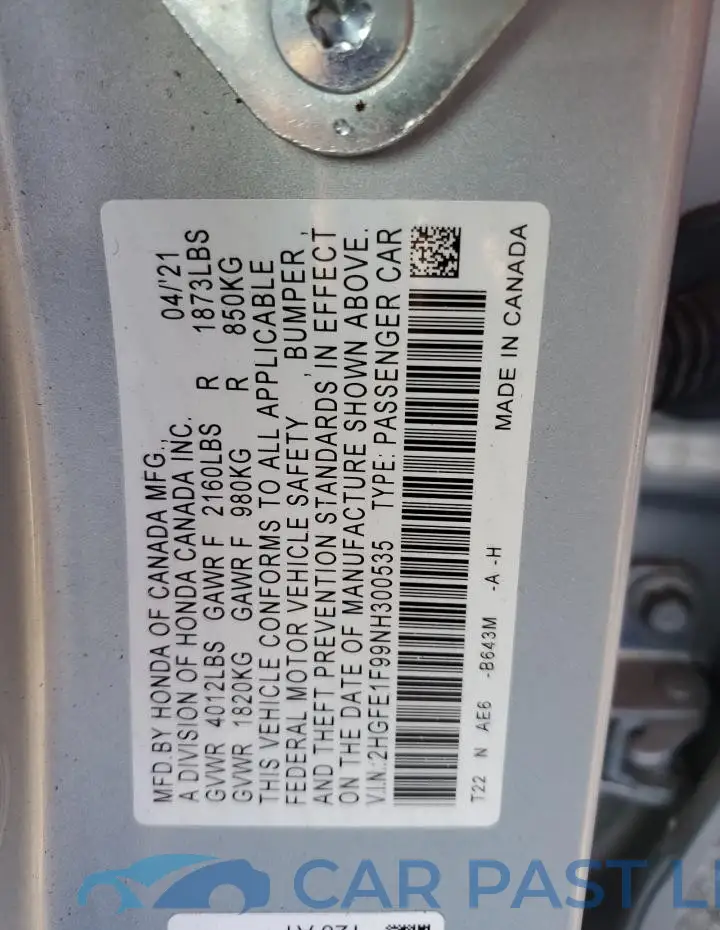 2HGFE1F99NH300535# 12