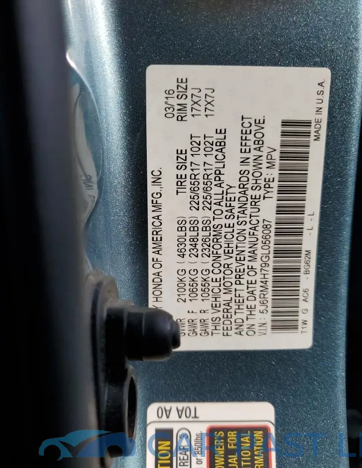 5J6RM4H79GL056087# 13