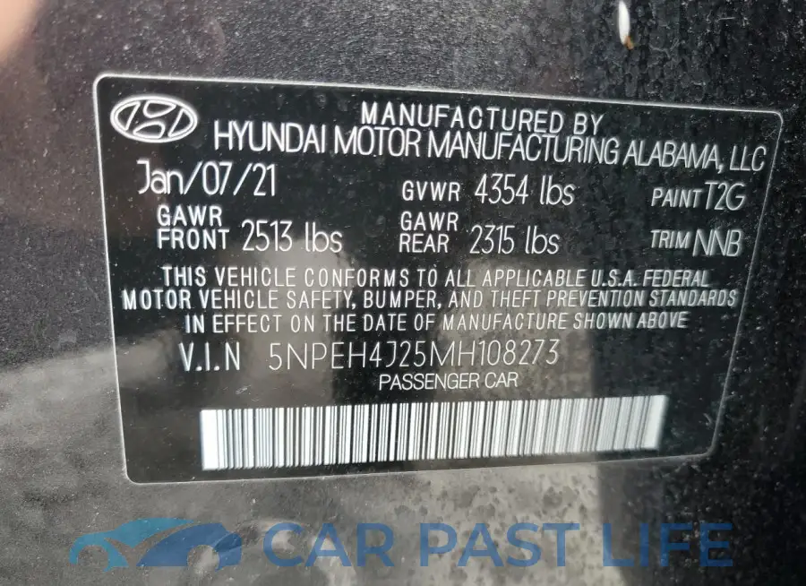 5NPEH4J25MH108273# 12