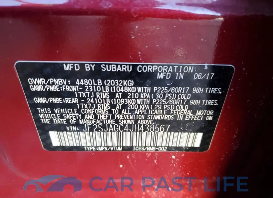JF2SJAGC4JH438567# 14