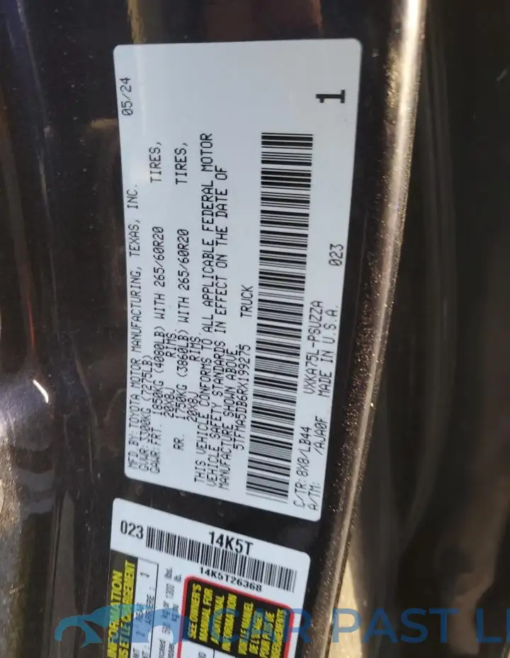 5TFMA5DB6RX199275# 12