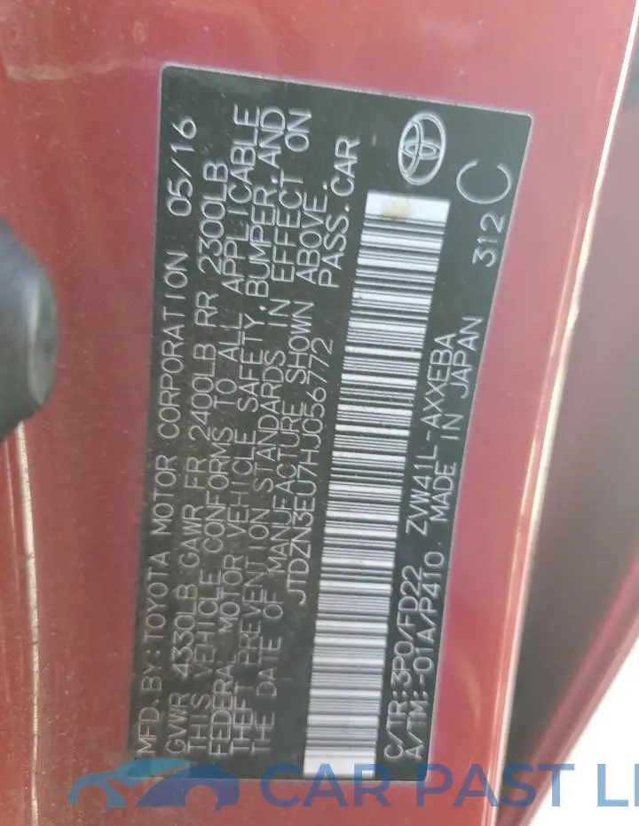 JTDZN3EU7HJ056772# 12