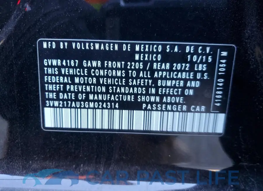 3VW217AU3GM024314# 12