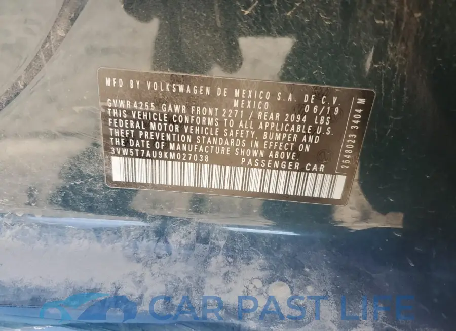 3VW5T7AU9KM027038# 12