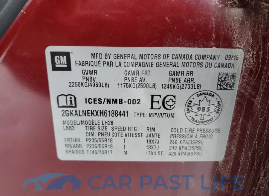 2GKALNEKXH6188441# 14