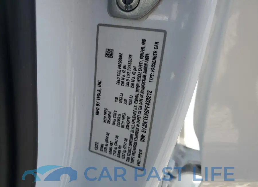 5YJ3E1EA9PF438212# 12