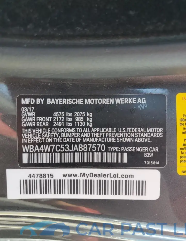 WBA4W7C53JAB87570# 12