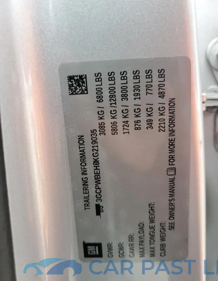 3GCPWBEH8KG219035# 12