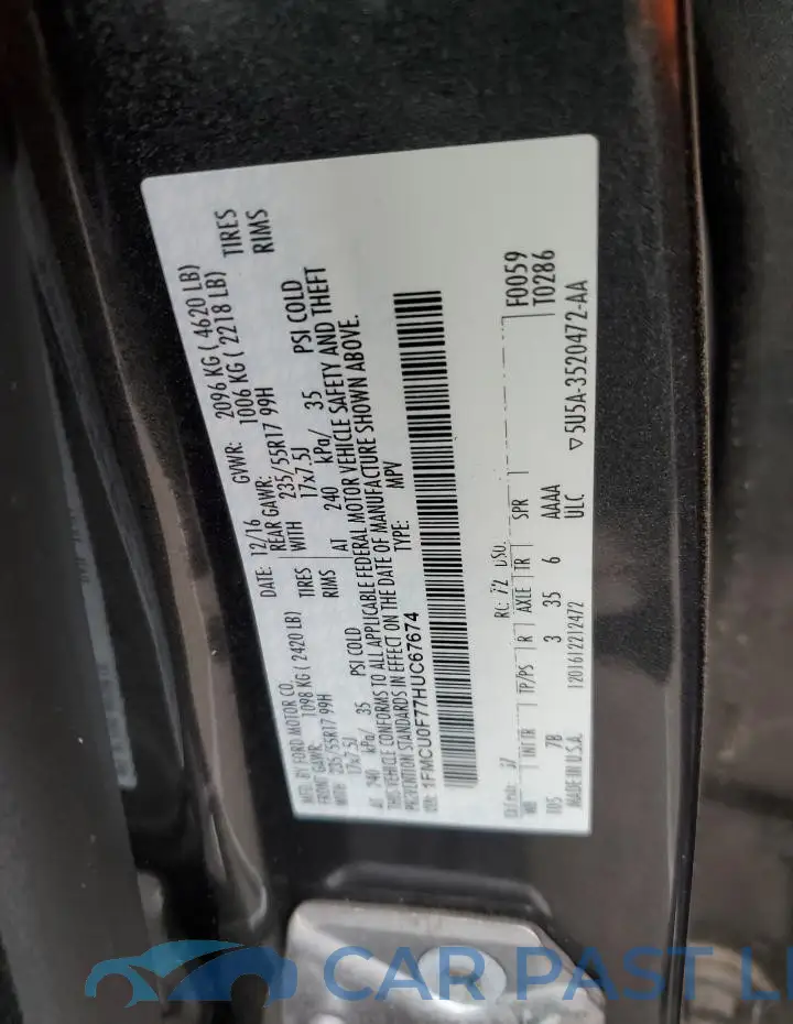 1FMCU0F77HUC67674# 12