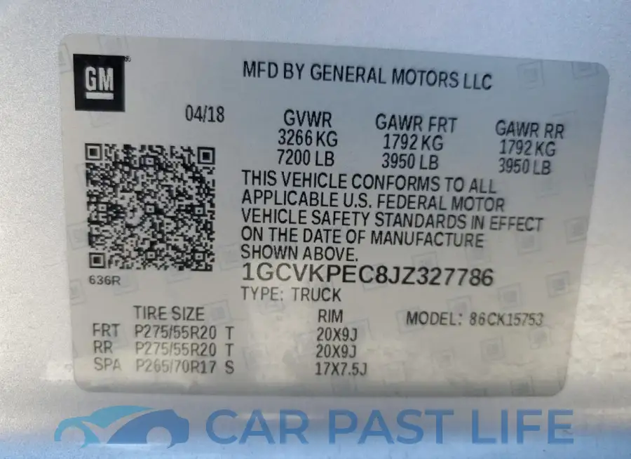 1GCVKPEC8JZ327786# 12