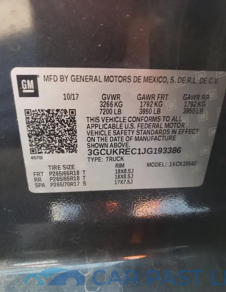 3GCUKREC1JG193386# 12