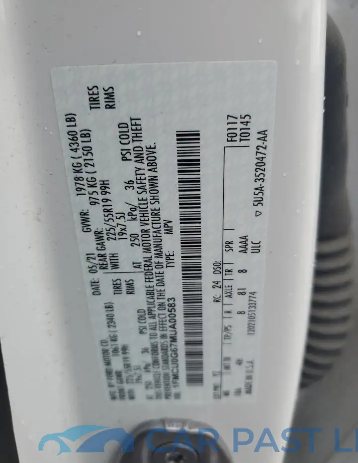 1FMCU0G67MUA00583# 13