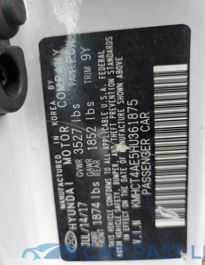 KMHCT4AE5HU361875# 13